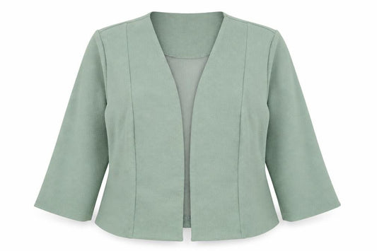 Front view of Slimma women’s green jacket, size UK 18