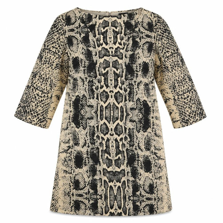 Mango Womens Ivory Animal Print Polyester A-Line Size S V-Neck Pullover