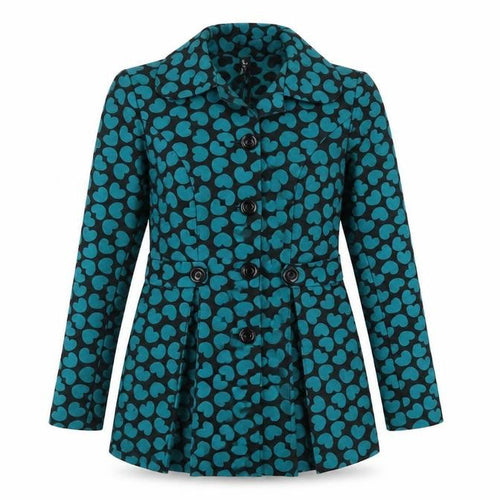 World Wide Wear Womens Green   Overcoat Coat Size 6  Button - Hearts