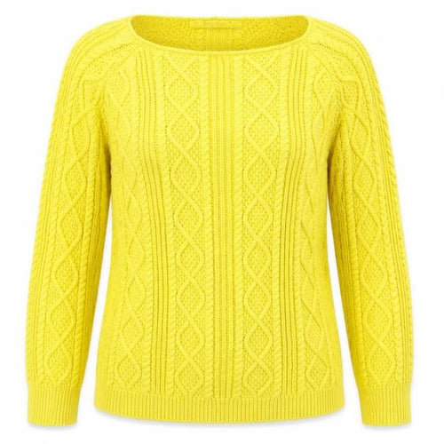 Tru Collection Womens Yellow Boat Neck  100% Cotton Pullover Jumper Size S