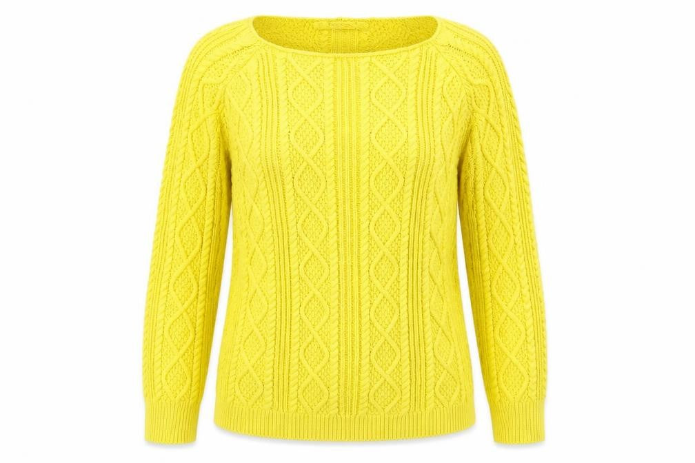Tru Collection Womens Yellow Boat Neck  100% Cotton Pullover Jumper Size S
