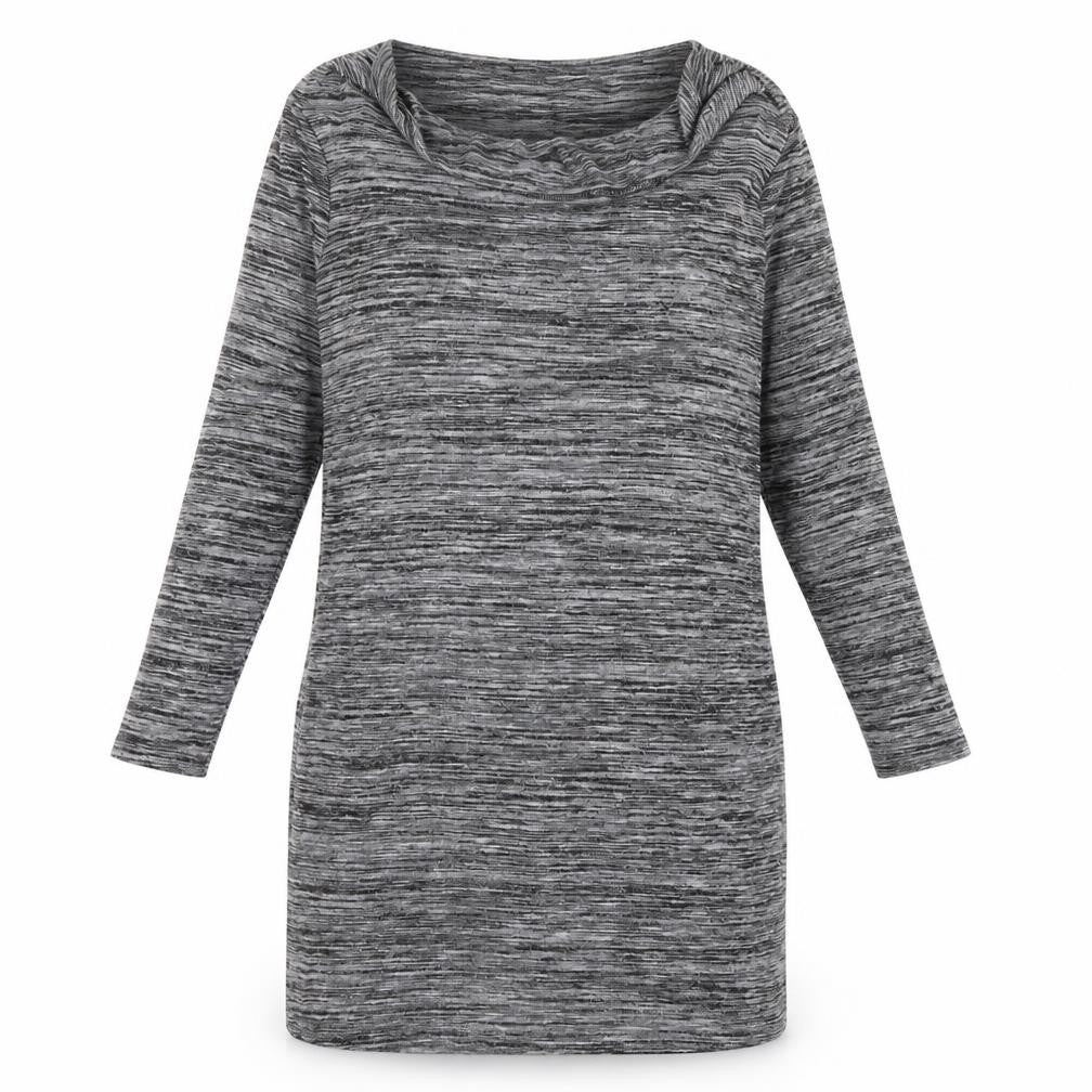 Front view of Marks & Spencer women’s grey polyester a-line, size UK 16, scoop neck pullover
