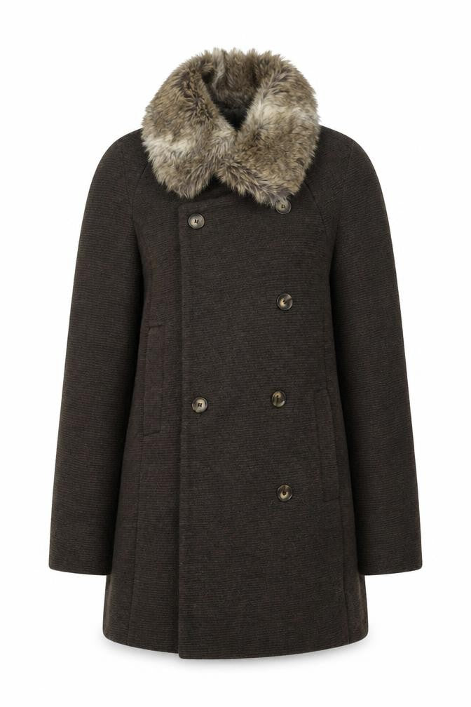 Front view of Zara women’s green military jacket coat, size M, button