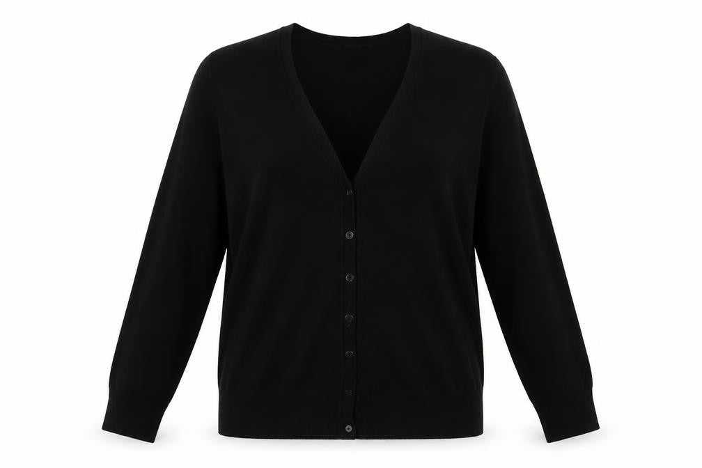 Marks and Spencer Womens Black V-Neck  Polyester Cardigan Jumper One Size