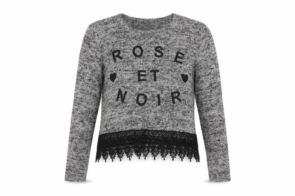 Front view of Divided by H&M women’s grey round neck polyester jumper, size S