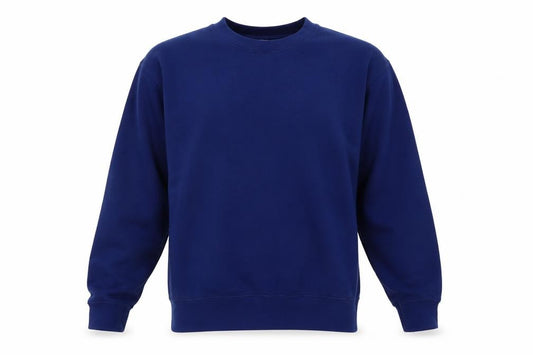 Front view of Casual classic men’s black round neck polyester jumper, size L