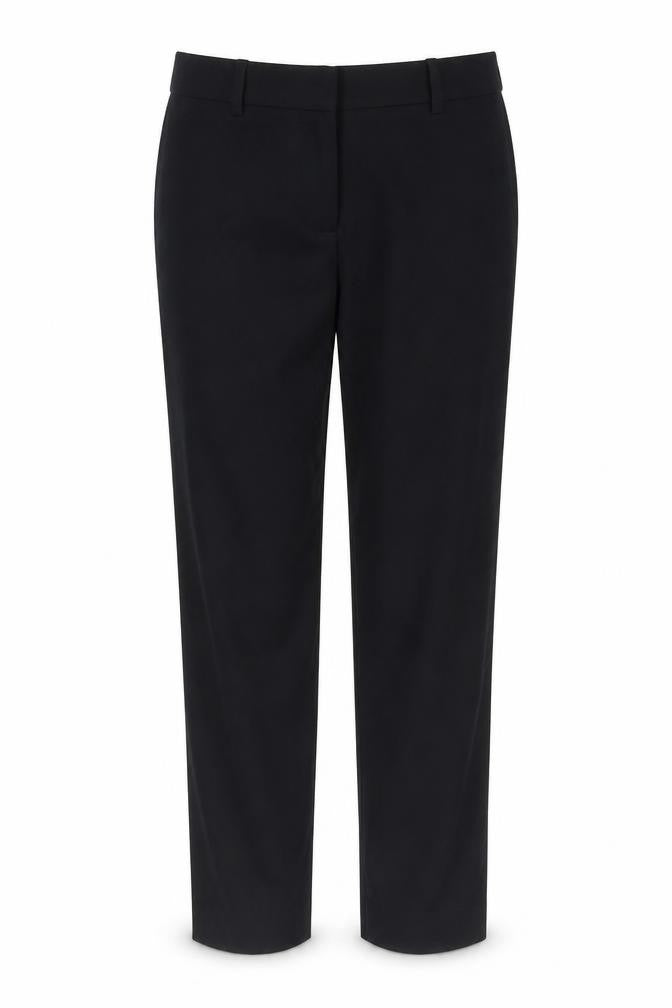 Front view of Marks & Spencer women’s black polyester trousers, size UK 10, 25-inch leg regular