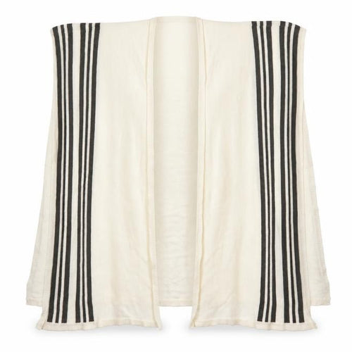 Marks and Spencer Womens Ivory V-Neck Striped Acrylic Wrap Jumper One Size