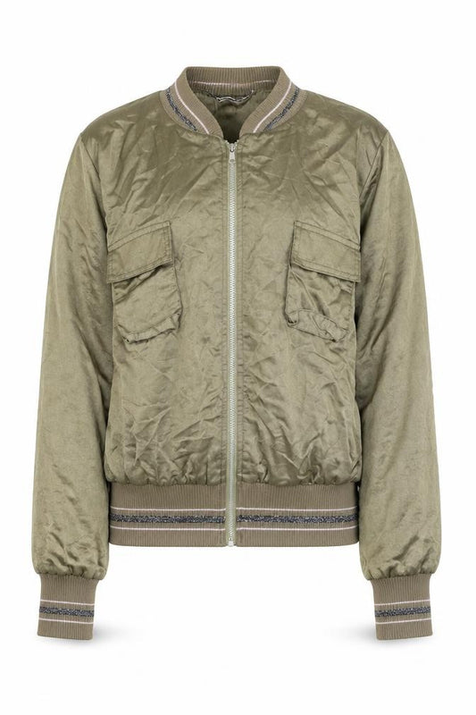 Front view of Jeffrey Rogers women’s green jacket, size UK 10, zip