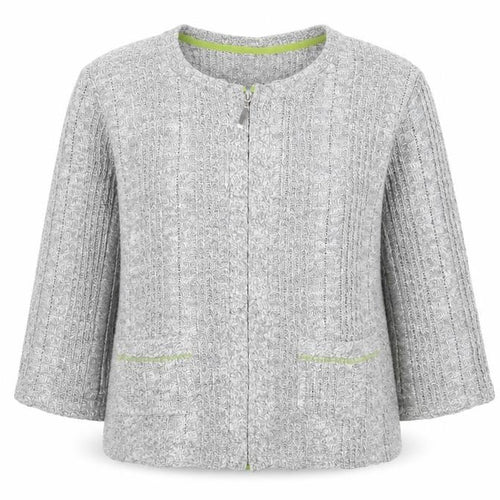 Marks and Spencer Womens Grey Square Neck  Acrylic Full Zip Jumper Size XL