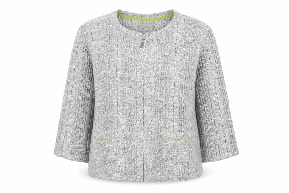 Marks and Spencer Womens Grey Square Neck  Acrylic Full Zip Jumper Size XL