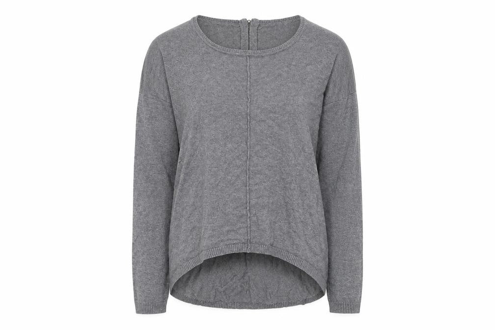 Front view of Vera Moda women’s grey round neck cotton jumper, size XS