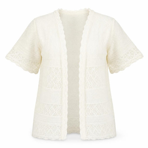 Isle Womens Ivory Square Neck  Acrylic Cardigan Jumper Size 14