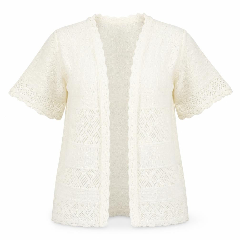 Isle Womens Ivory Square Neck  Acrylic Cardigan Jumper Size 14