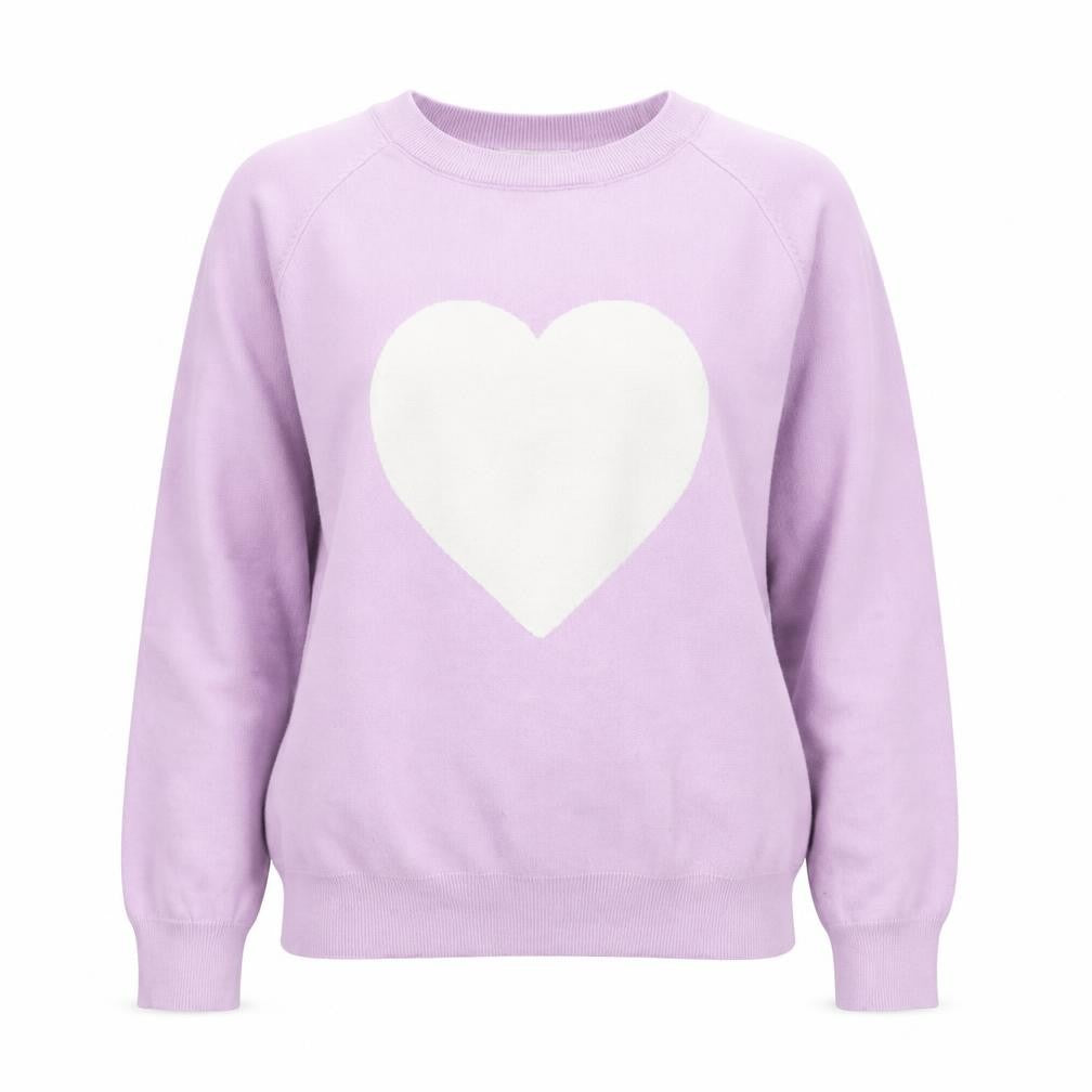 Apricot Womens Purple Crew Neck  Cotton Pullover Jumper Size S   - Love Heart