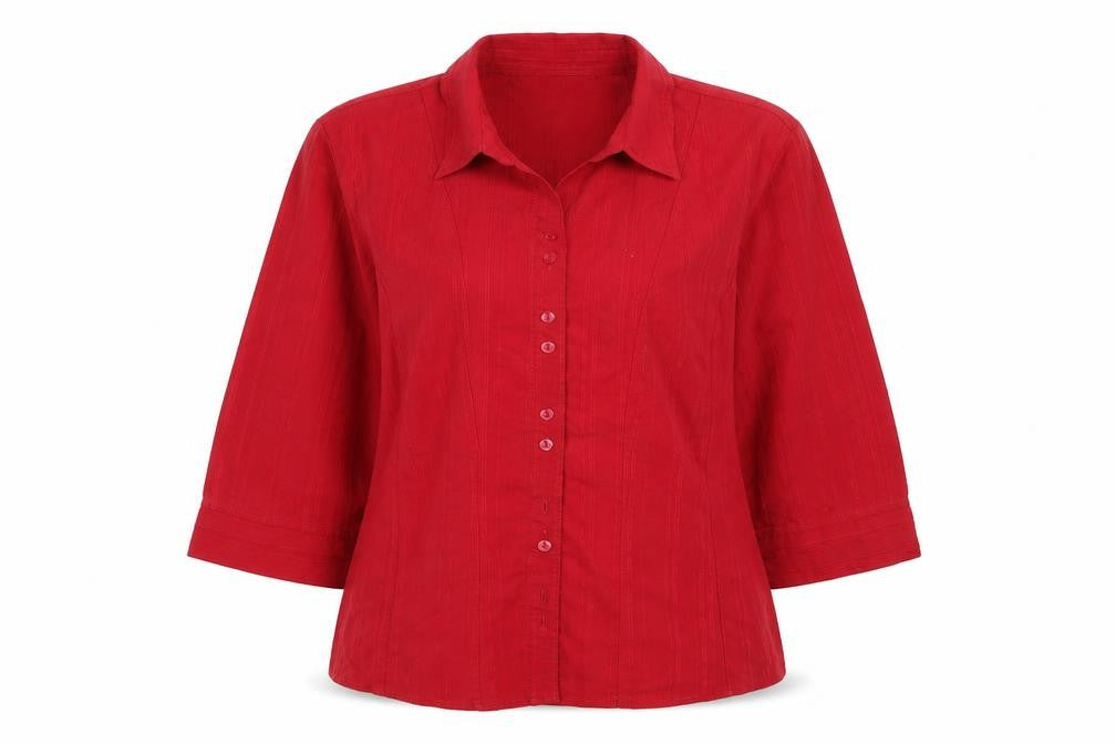 AMARANTO Womens Red Striped Viscose Basic Button-Up Size 16 Collared