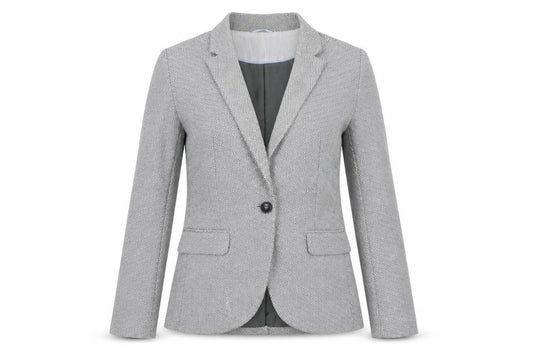Front view of Next women’s multicoloured geometric polyester jacket blazer, size UK 10