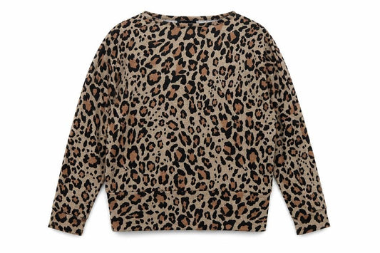 Front view of New Look women’s multicoloured round neck animal print polyester jumper, size S
