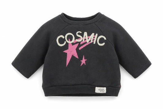 Front view of Next girls’ grey 100% cotton jumper, size 3-6, months pullover