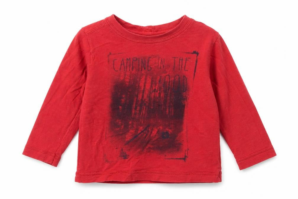 United Colors of Benetton Boys Red  Cotton Basic T-Shirt Size 12-18 Months Round Neck