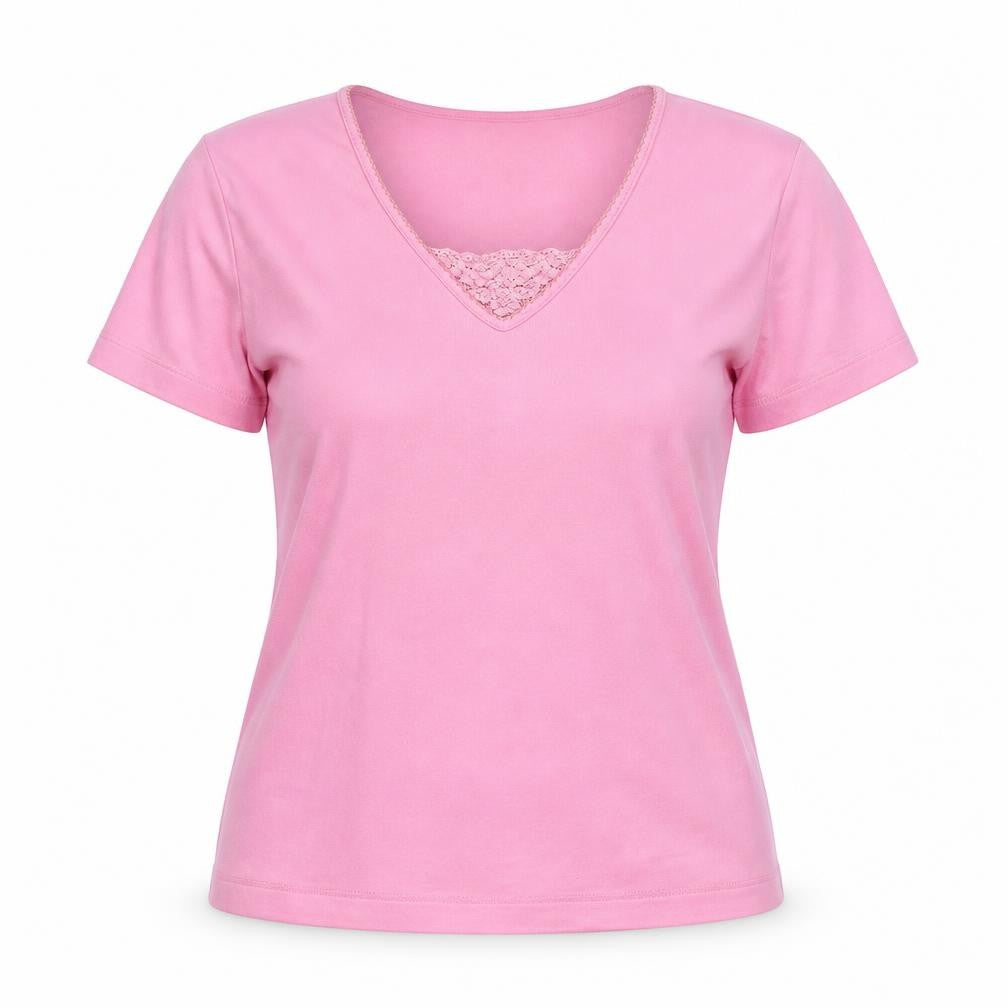 Front view of Donna Lewis women’s pink polyester pullover sweatshirt, size M