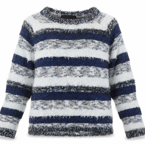 Marks and Spencer Womens Blue Scoop Neck Striped Acrylic Pullover Jumper Size 10