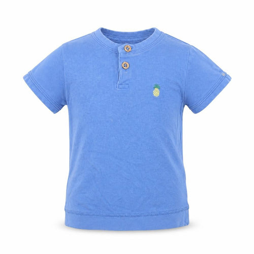 Marks and Spencer Baby Blue  Cotton Pullover T-Shirt Size 12-18 Months Henley Button