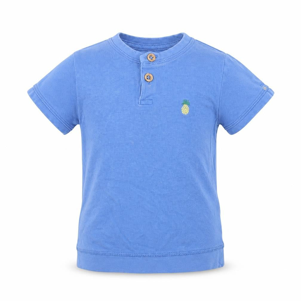Marks and Spencer Baby Blue  Cotton Pullover T-Shirt Size 12-18 Months Henley Button