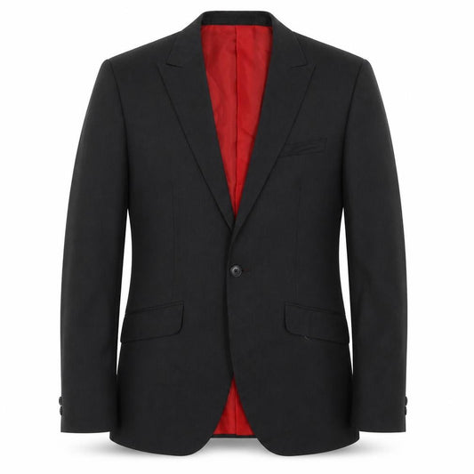 Front view of Marks & Spencer men’s grey striped polyester jacket suit jacket, size 36