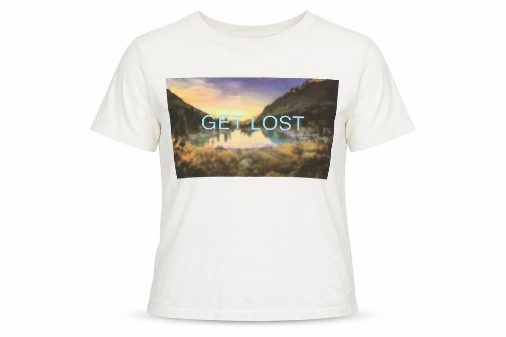 Pieces Womens White  Polyester Jersey T-Shirt Size XS Round Neck - Get lost
