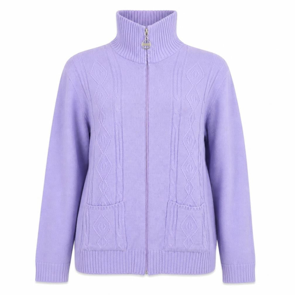 Pwe & Natww Womens Purple High Neck Geometric Acrylic Pullover Jumper Size M