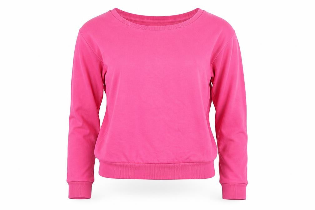 Front view of Clockhouse women’s pink scoop neck polyester jumper, size S
