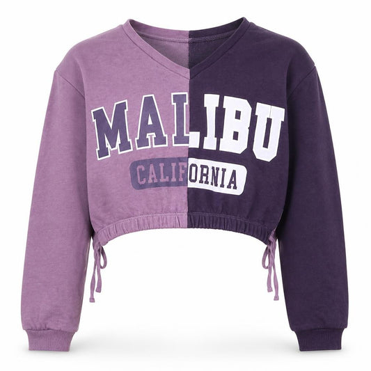 Candy Girls Purple Colourblock Cotton Pullover Sweatshirt Size 12 Years  Pullover - Malibu California