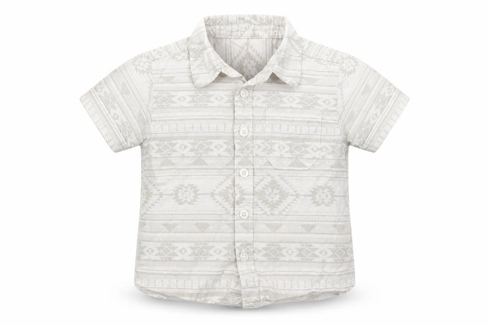 Matalan Boys Beige Fair Isle 100% Cotton Basic Button-Up Size 12-18 Months Collared Button