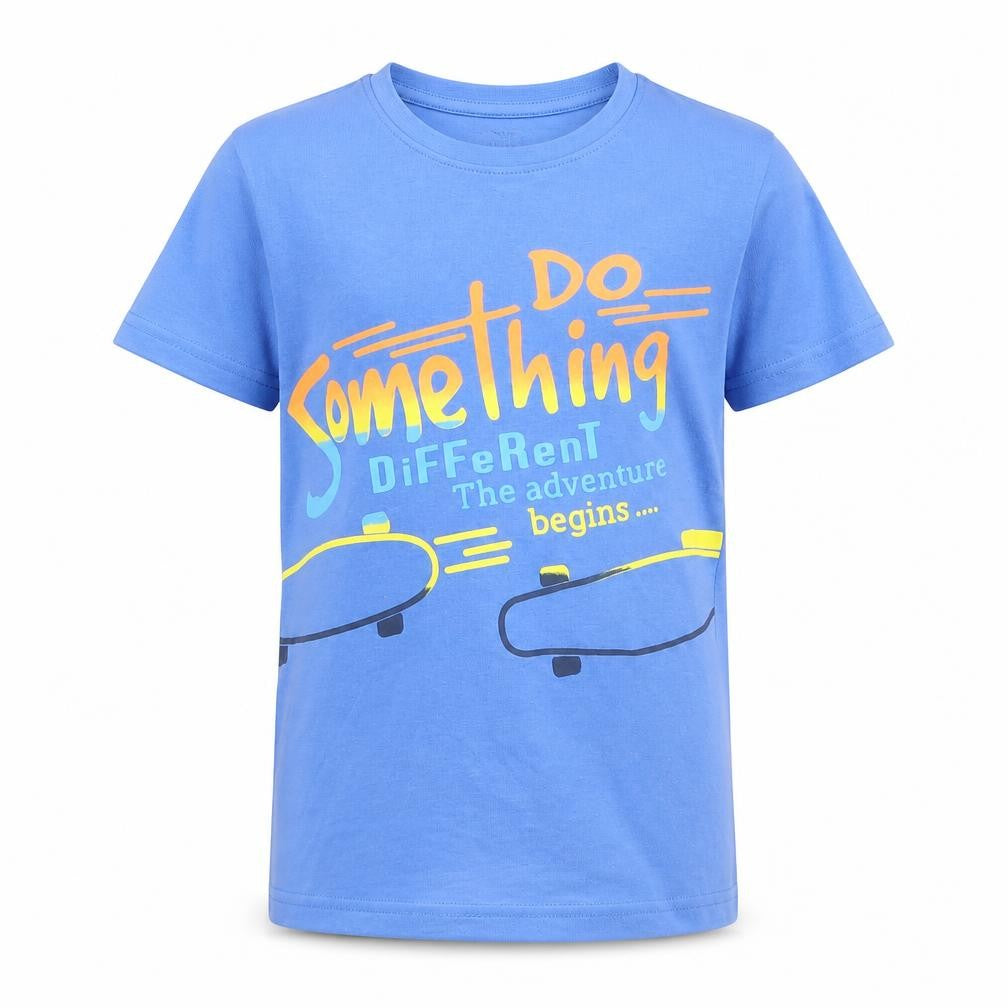 Losan Boys Blue  Cotton Basic T-Shirt Size 6 Years Crew Neck  - Skate