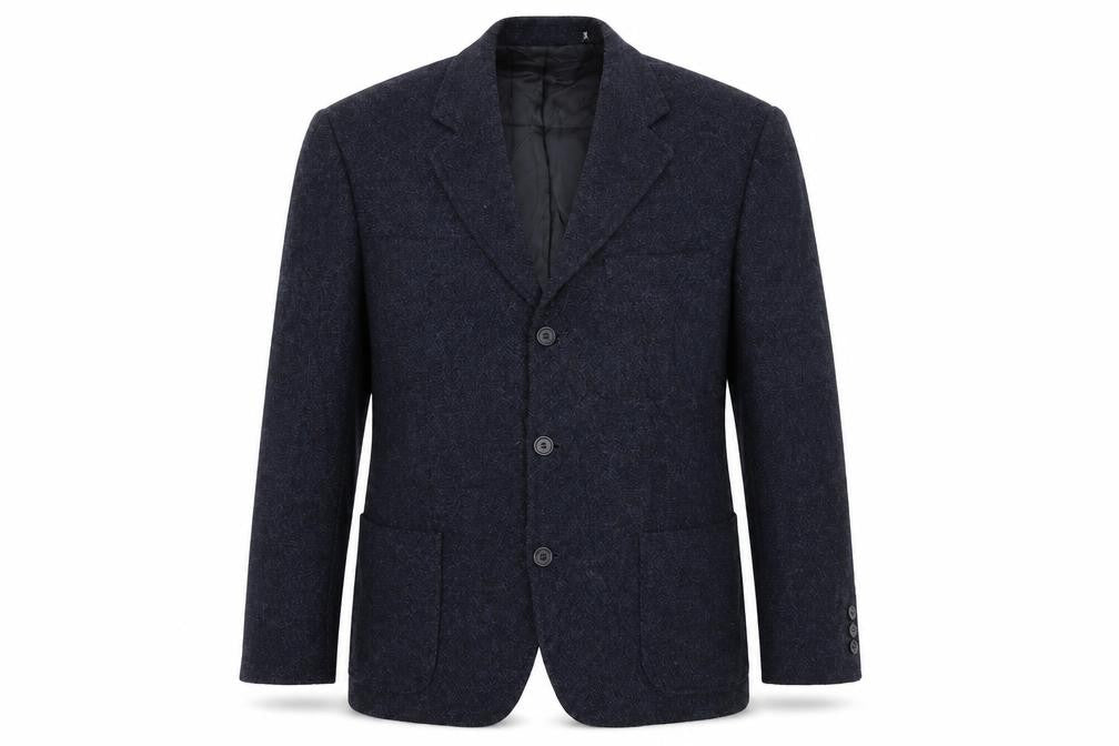 Front view of Marks & Spencer men’s blue viscose jacket blazer, size M