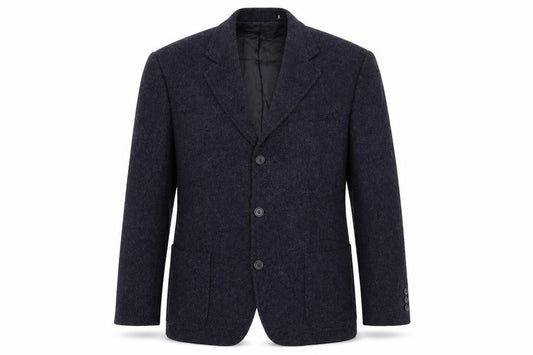 Front view of Marks & Spencer men’s blue viscose jacket blazer, size M