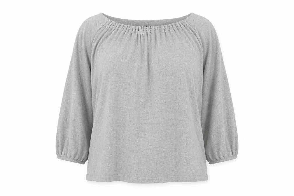 Front view of Alex & Co women’s grey round neck cotton jumper, size UK 14