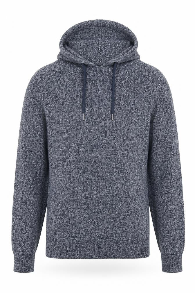 Front view of Next men’s blue cotton pullover hoodie, size S