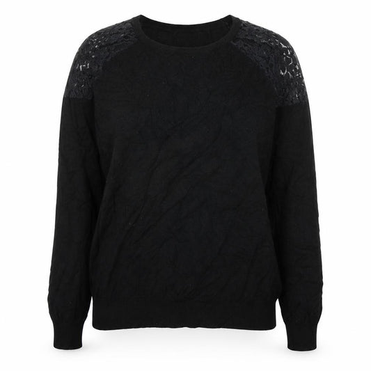 Front view of Select women’s black round neck viscose jumper, size UK 12