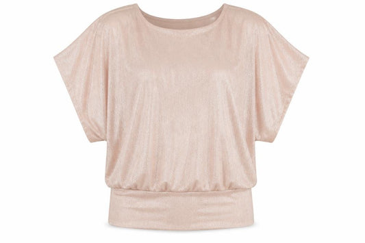 Front view of New Look women’s gold polyester basic blouse, size UK 8, v-neck
