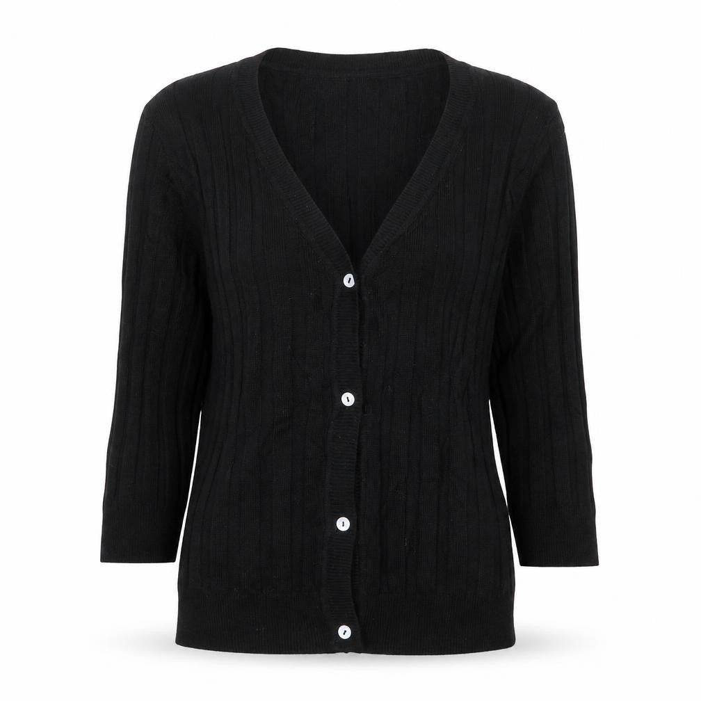 Boohoo Womens Black V-Neck  Viscose Cardigan Jumper Size M