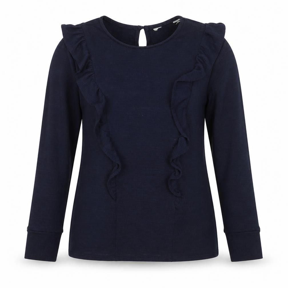 Front view of Dorothy Perkins women’s blue polyester pullover sweatshirt, size UK 12, pullover