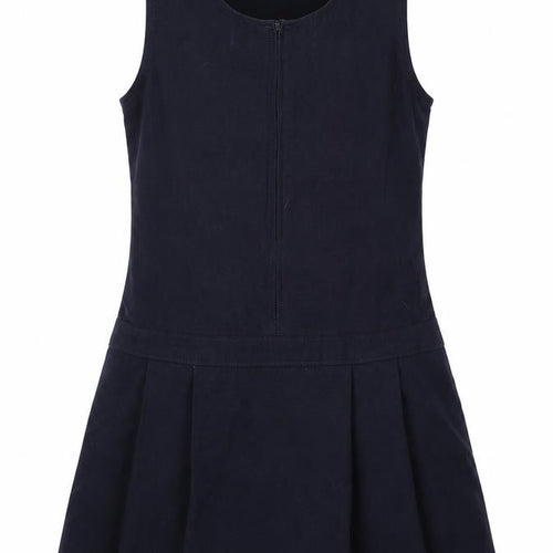 Marks and Spencer Girls Blue  Polyester Pinafore/Dungaree Dress  Size 9-10 Years  Scoop Neck Zip