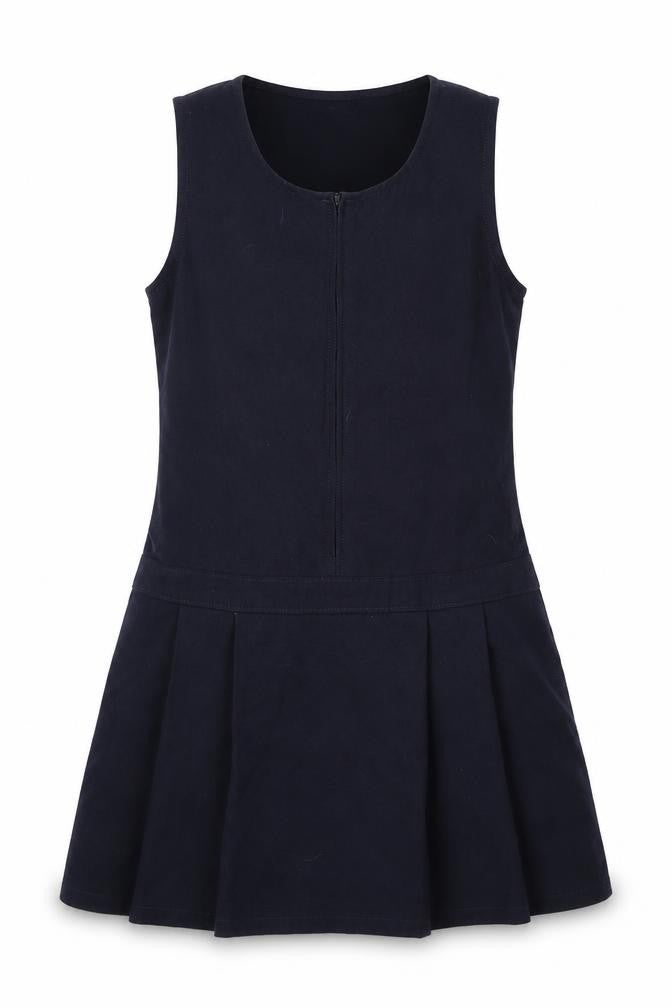 Marks and Spencer Girls Blue  Polyester Pinafore/Dungaree Dress  Size 9-10 Years  Scoop Neck Zip