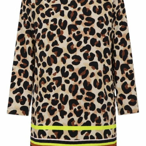 F&F Womens Beige Animal Print Polyester Jacket Dress  Size 12  Round Neck Pullover