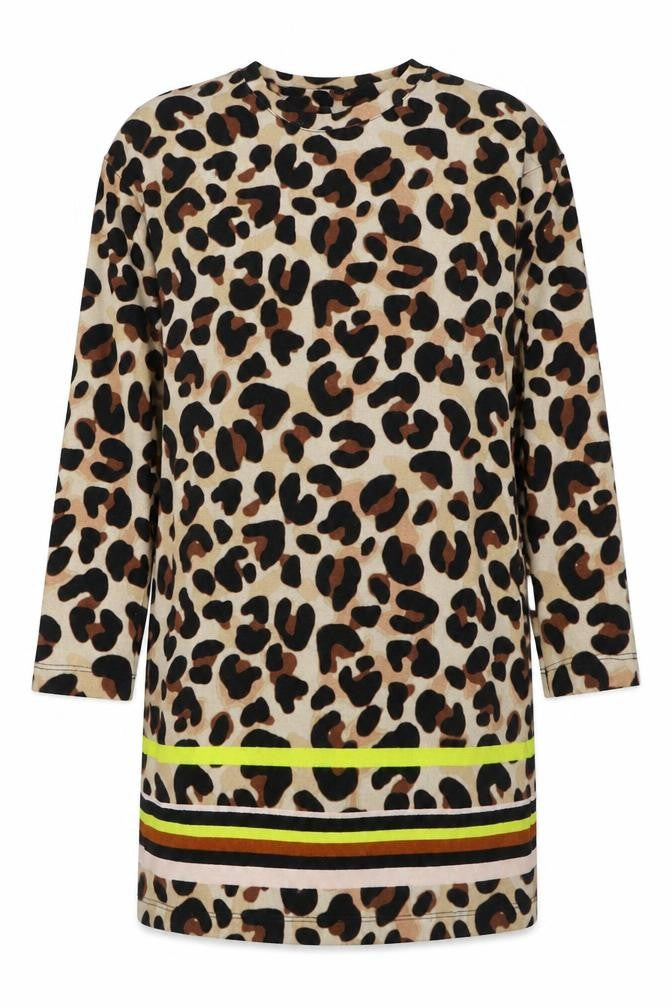 F&F Womens Beige Animal Print Polyester Jacket Dress  Size 12  Round Neck Pullover