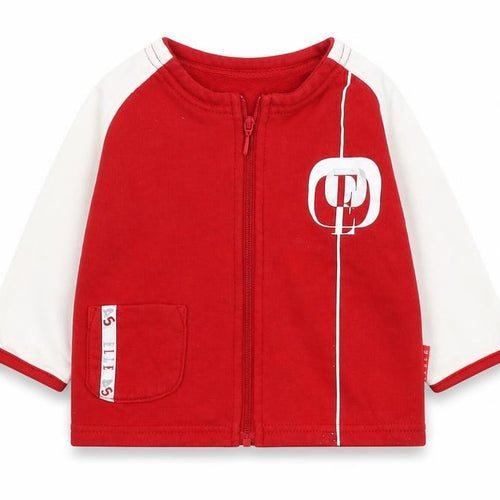 ELLE Boys Red  Cotton Full Zip Jumper Size 6-9 Months  Zip