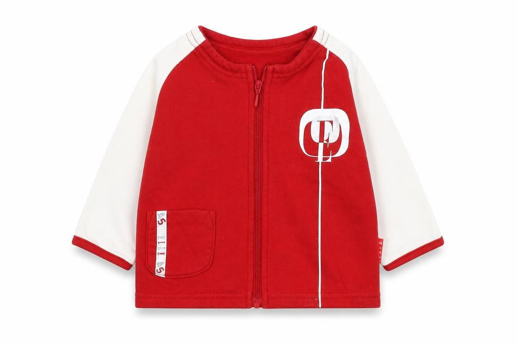 ELLE Boys Red  Cotton Full Zip Jumper Size 6-9 Months  Zip