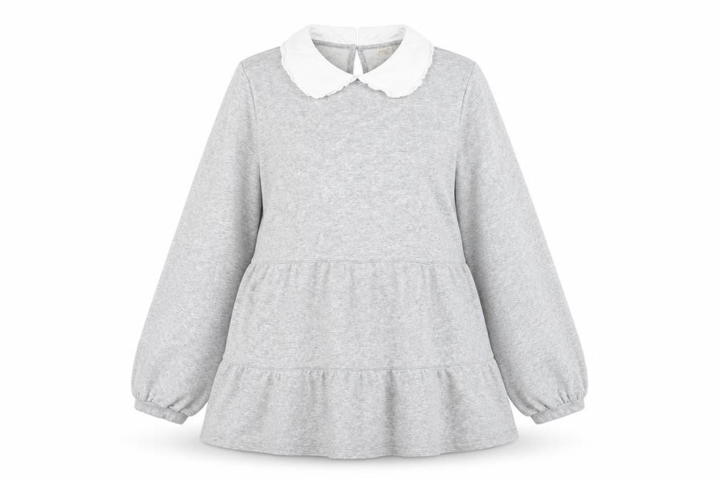 Front view of H&M women’s grey collared cotton jumper, size M